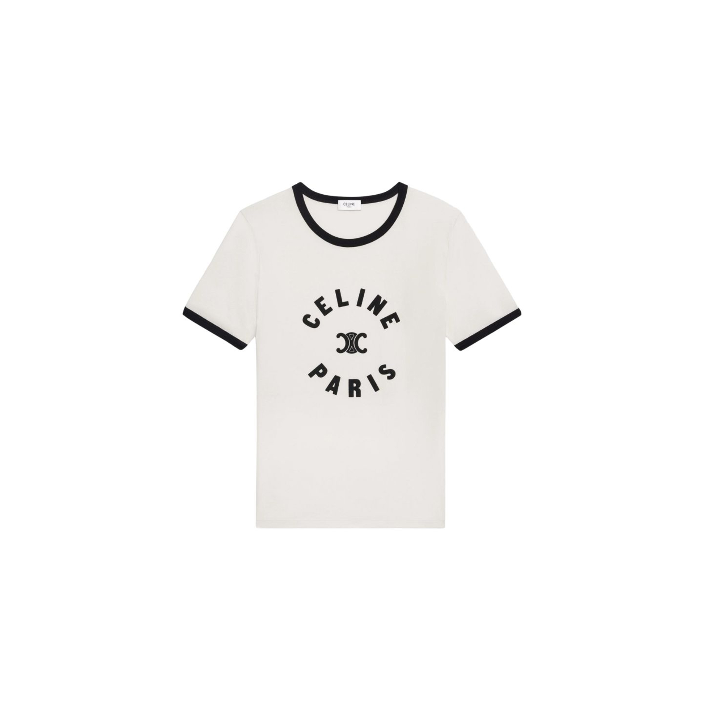 Ce1i*e triomphe t-shirt in cotton jersey cream black 2x14o671q.01cb